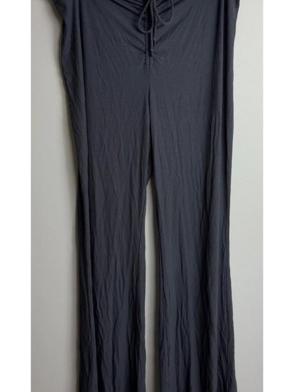SKIMS Ribbed Wide Leg Lounge Pants Size 3X Dark Gray Drawstring Women’s